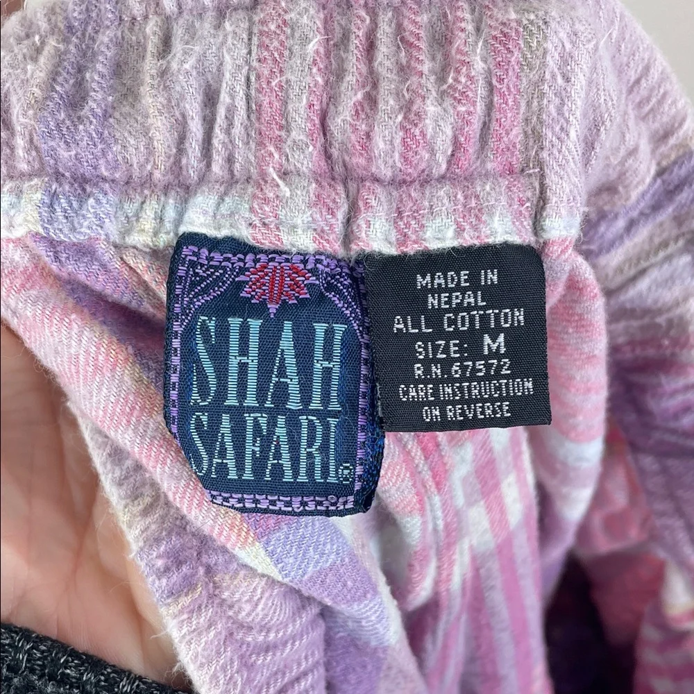 Vintage Shah Safari Pleated Shorts Smocked Waist Pink Plaid